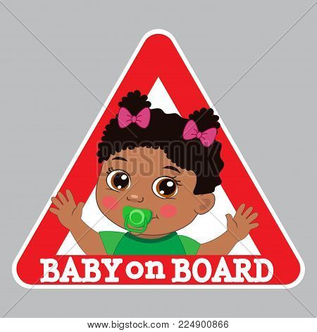 Baby Girl On Board Bumper Sticker Vector Illustration. Baby On Board Color Sign.