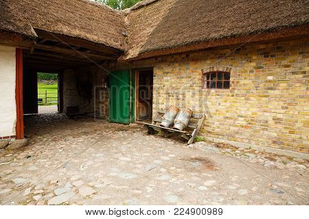 Traditional old farm at Skansen park, the first open-air museum and zoo, located on the island Djurgarden.