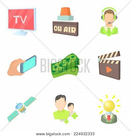 Media representatives icons set. Cartoon set of 9 media representatives vector icons for web isolated on white background