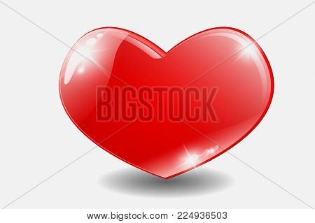 Big Red Heart, Isolated On White Background, Vector Illustration