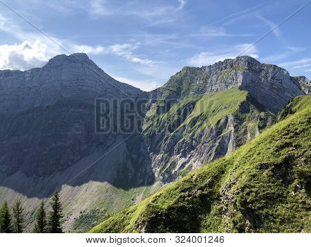 Plattenberg And Schiberg Mountains Above The Oberseetal Valley And In The Glarus Alps Mountain Masif
