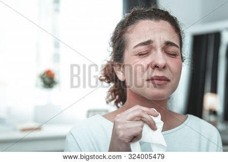 Wife Crying While Feeling Allergic To Much Dusts At Home