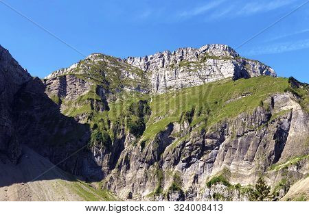 Schiberg Mountain Above The Oberseetal Valley And In The Glarus Alps Mountain Masiff, Nafels (näfels