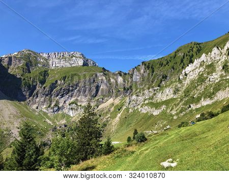 Schiberg And Bockmattlistock Mountains Above The Oberseetal Valley And In The Glarus Alps Mountain M