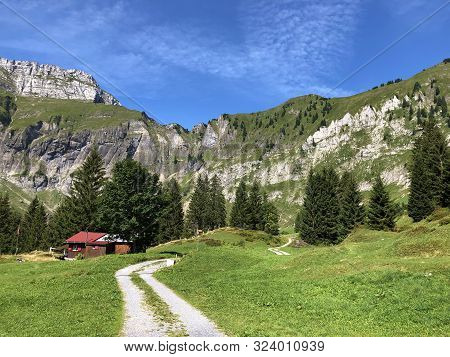 Schiberg And Bockmattlistock Mountains Above The Oberseetal Valley And In The Glarus Alps Mountain M