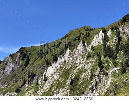 Bockmattlistock Mountain Above The Oberseetal Valley And In The Glarus Alps Mountain Masiff, Nafels 