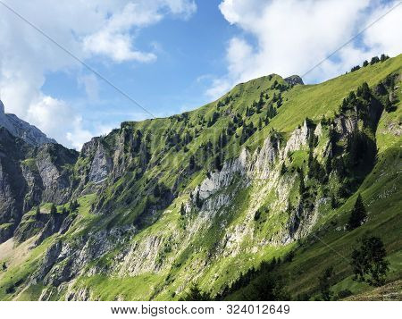 Bockmattlistock Mountain Above The Oberseetal Valley And In The Glarus Alps Mountain Masiff, Nafels 