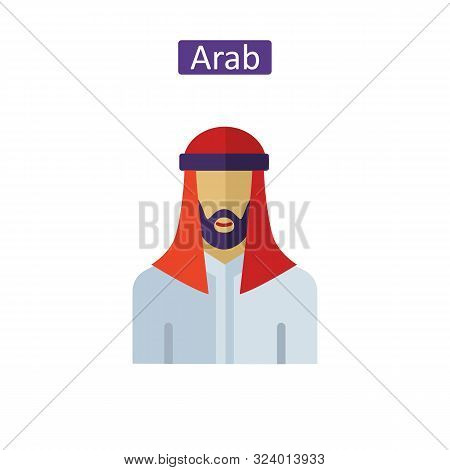 Muslim Man Wearing Keffiyeh Flat Icons. Flat Arab Prayer Sign For Mobile Application. Islam Religion