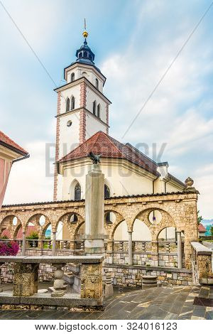 View At The Church Of Holy Trinity In Town Kranj, Slovenia