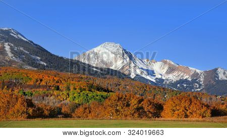 Autumn landscape in Colorado rocky mountains along scenic byway 12