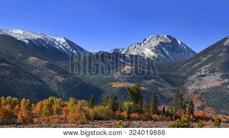 Scenic autumn landscape in Colorado rocky mountains