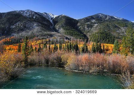 Scenic autumn landscape in Colorado rocky mountains