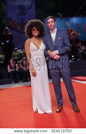 Zazie Beetz and David Rysdahl on the red carpet for the screening of 'Seberg' during the 76st Venice Film Festival at the 30 on August Sala Grande, 2019 in Venice, Italy                               