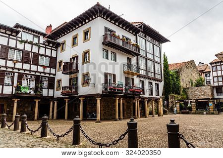 Hondarribia, Spain - August 8, 2018: View Of Fuenterrabia Old Upper Town. It Is A Border Town On A P