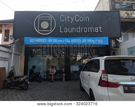 Denpasar, Bali, Indonesia - September 25, 2019: Front Building Of Citycoin Laundromat In Renon Area.
