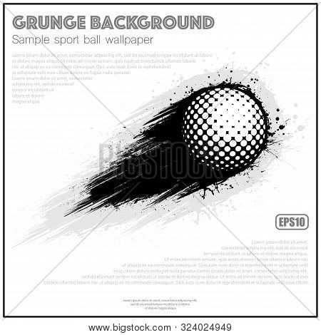 White Poster With Golf Ball Grunge Movement Path And Sample Text