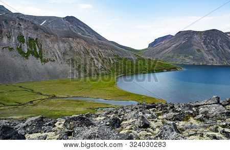 The Picturesque Lake Ketachan In Kamchatka, Russia. Bystrinsky National Park, Near The Volcano Ichin