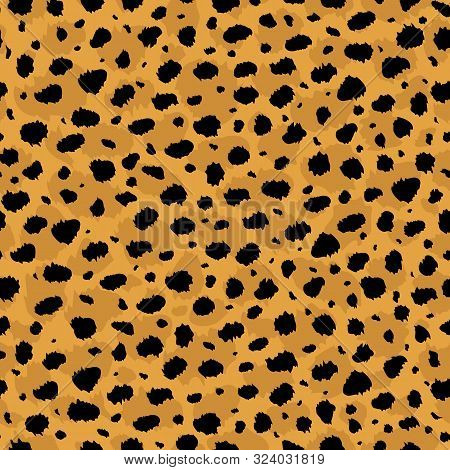 Vector Abstract Seamless Pattern Of Cheetah Predatory Print. Modern Animal Fur Fashion Background. C