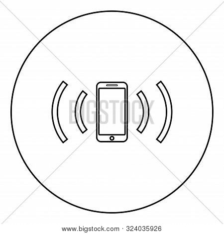 Smartphone Emits Radio Waves Sound Wave Emitting Waves Concept Icon In Circle Round Outline Black Co