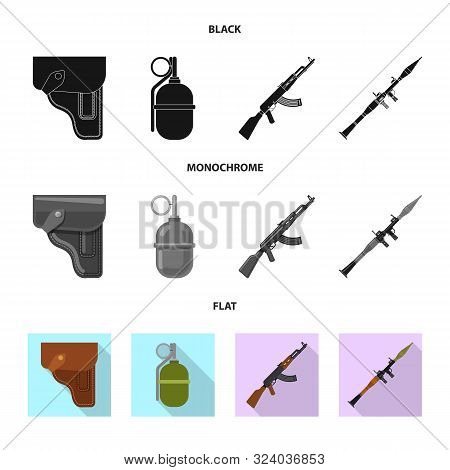Isolated Object Of Weapon And Gun Sign. Set Of Weapon And Army Stock Vector Illustration.