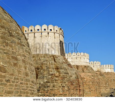 Udvendige Castle tårne af Kumbhalghar Fort Rajasthan