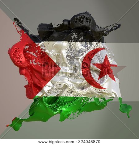 3d Rendering Of A Sahrawi Arab Democratic Republic Country Flag In A Liquid Fluid.