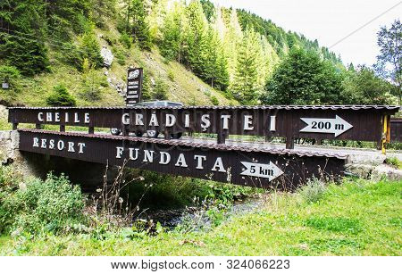 Romania, Cheile Gradistei, Fundata. September, 17, 2019- A Bridge That Is At The Entrance To A Mount
