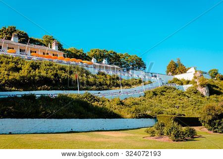 Mackinac Island Mi /usa - July 9th 2016: Historic Fort Mackinac From The Streets Of Mackinac Island
