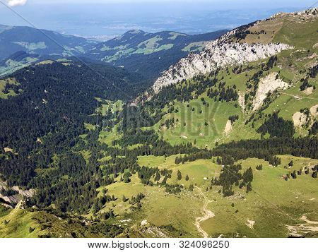 View From The Top Of Tierberg Above The Oberseetal Valley And In The Glarus Alps Mountain Masiff, Na