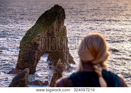 Crohy Head Sea Arch Breeches During Sunset - County Donegal, Ireland