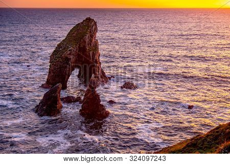 Crohy Head Sea Arch Breeches During Sunset - County Donegal, Ireland