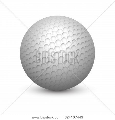 Textured Golf Ball With Shadow Or Shade. American Or British Usga Sphere For Outdoor Game. Mockup Or
