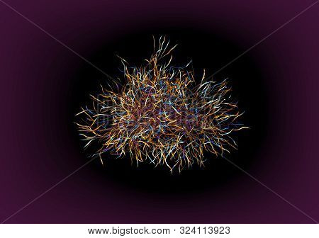 3d Abstract Composition Of Colored Ribbons. Background With Stylized Hair. Modern Illustration Of A 