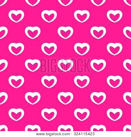 Romantic Vector Seamless Pattern With White Linear Hearts