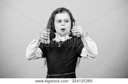 Education And Knowledge. Back To School. Child Study Bilogy Lesson. Discover Future. Small Girl Scie