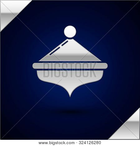 Silver Hanukkah Dreidel Icon Isolated On Dark Blue Background. Vector Illustration