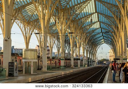 Lisbon Portugal. 19 July 2019. People at Oriente station, Parque das Nacoes in Lisbon. Lisbon, Portugal