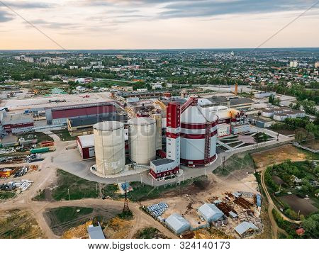 Industrial Limestone Refinery Factory In Yelets, Aerial View.