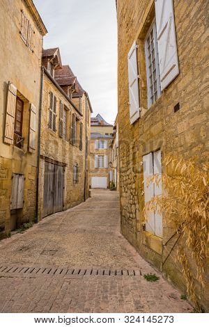 Historic houses in Sarlat la Caneda in Dordogne Department, Aquitaine, France