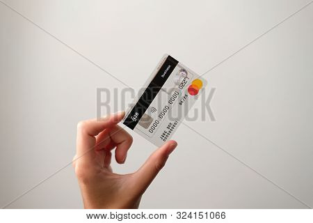 N26 Business Credit Card Held Straight By Female Hand Tilted