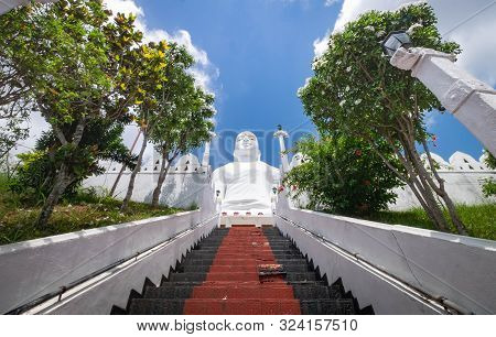 Kandy/ Sri Lanka - Aug 5 2019: Kandy - The Big Buddha Statue (bahirawakanda Vihara Buddha Statue) On