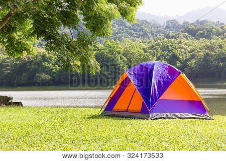 Dome Tent Camping At Lake Side