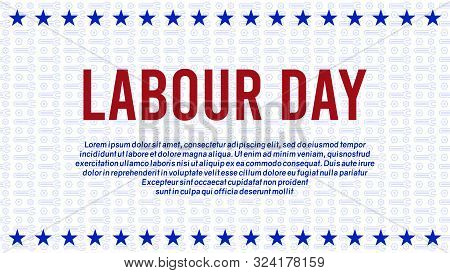 American Or Usa Labour Days Banner With Wrench And Nut As Background