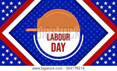 Usa Or American Labour Day Banner With Worker Helmet
