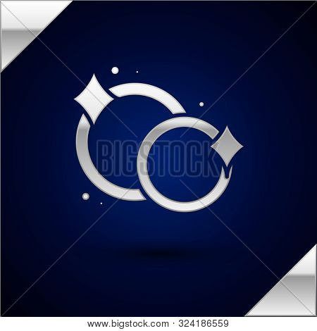 Silver Washing Dishes Icon Isolated On Dark Blue Background. Cleaning Dishes Icon. Dishwasher Sign. 