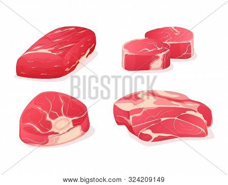 Fresh Steaks, Meat Cuts From The Thigh, Abdomen, Boneless Fillet.