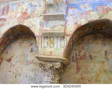 Demre, Turkey - July 2, 2019: Ancient Frescoes In The St. Nicholas Byzantine Greek Church In Demre, 