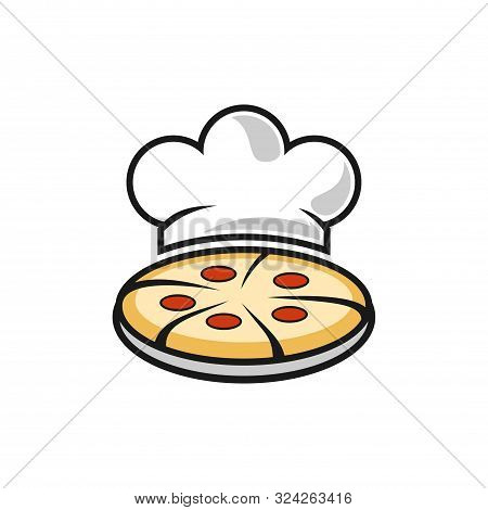 Abstract Pizza Food Chef Kitchener Icon Logo Vector Design Concept