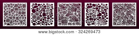 Laser Cut Pamels Template, Vector Set. Abstract Underwater Design With Seashells. Stencils, Die For 