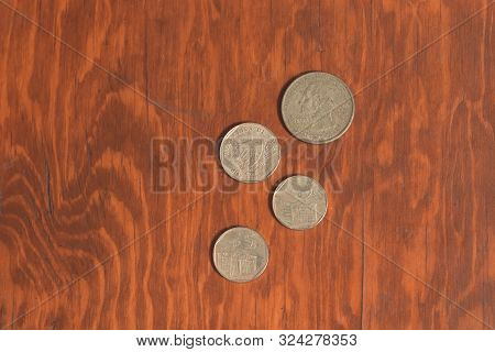 Monterrey, Mexico - Sept 11, 2019: Cuban Currency, Cuc, Worth Five Cents, Ten Cents And Us Currency 